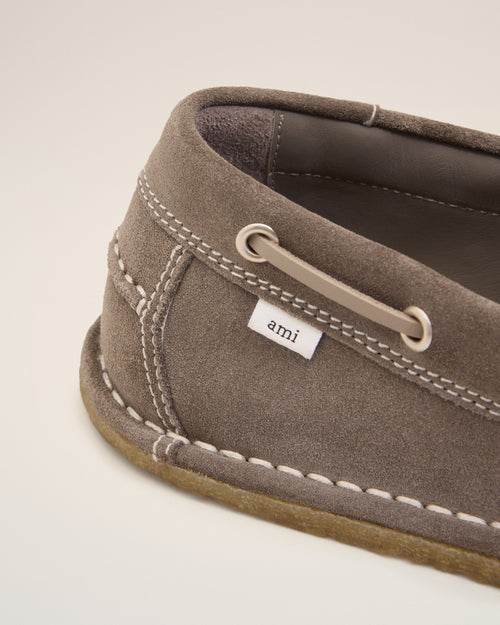 Grey Cow Leather Boat Shoes - Woman - 11 - AMI Paris - Ami Paris