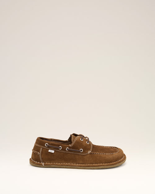                                    Brown Cow Leather Boat Shoes - 3                                 - Ami Paris