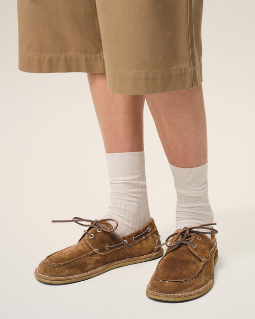 Brown Cow Leather Boat Shoes - 2 - Ami Paris
