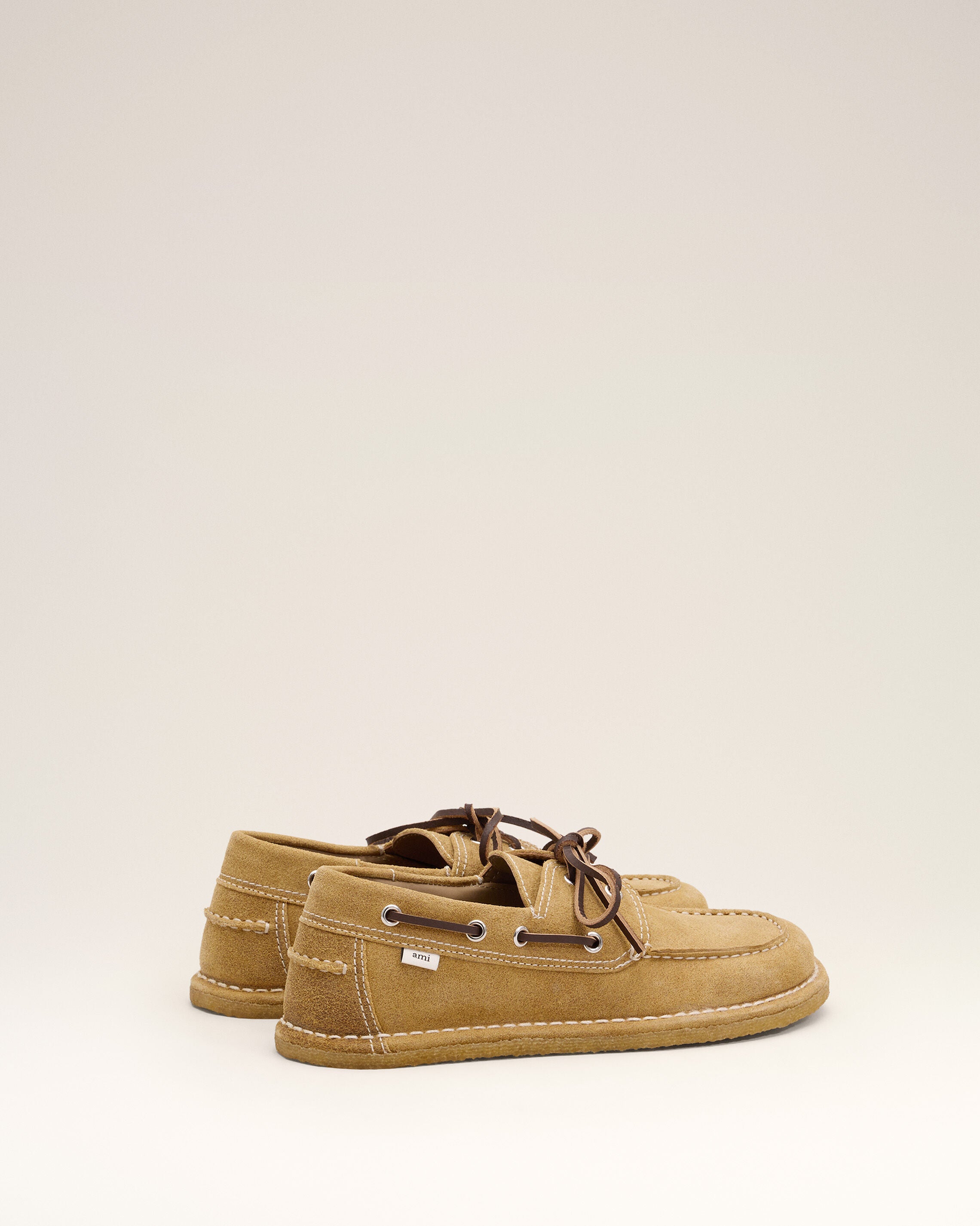 Beige cow leather boat shoes - 4