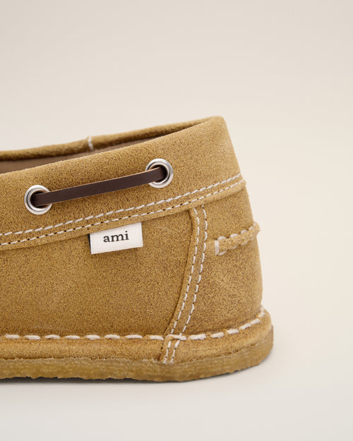 Beige cow leather boat shoes - Man - 5 - AMI Paris - Ami Paris
