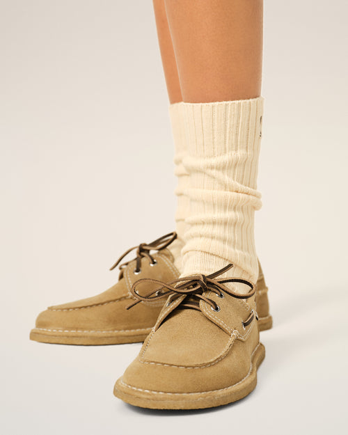                                 Beige cow leather boat shoes - 3                             - Ami Paris