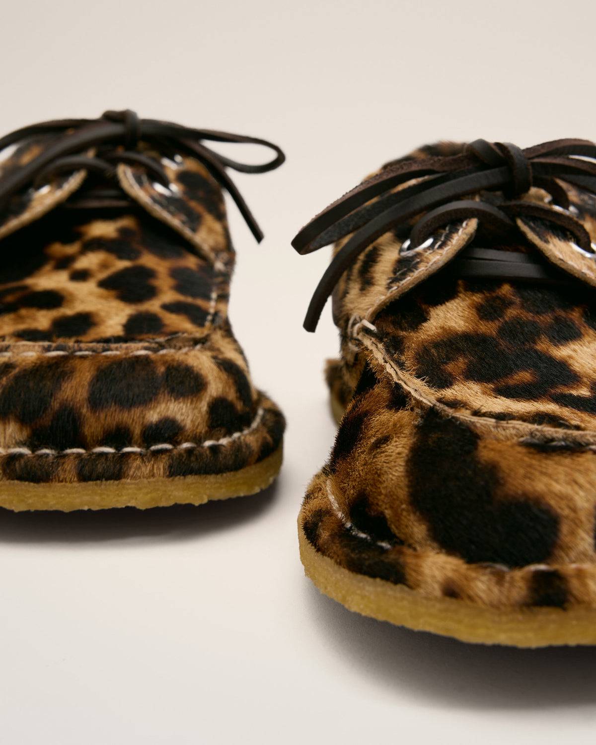 Leopard printed cowhide leather boat shoes - 12