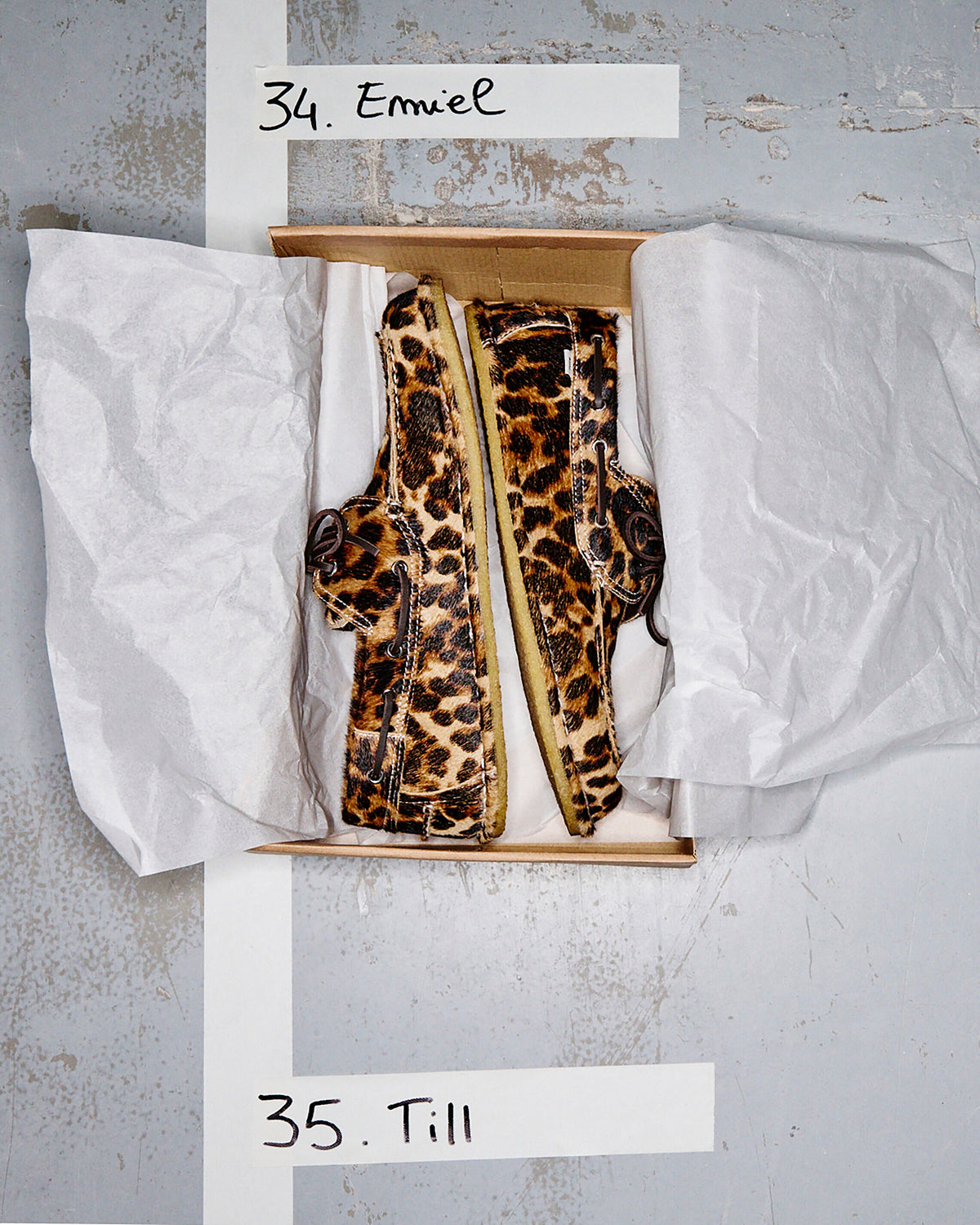 Leopard printed cowhide leather boat shoes - 13