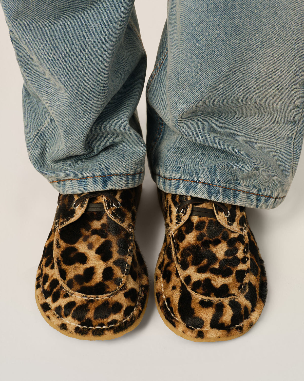 Leopard printed cowhide leather boat shoes - 9