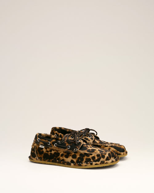 Leopard printed cowhide leather boat shoes - Man - 3 - AMI Paris - Ami Paris
