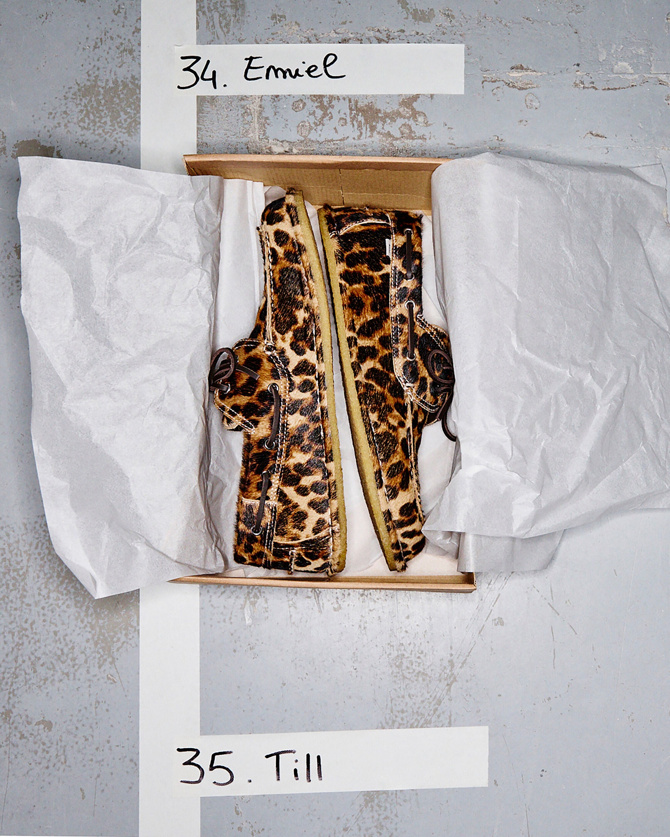 Leopard printed cowhide leather boat shoes - 13