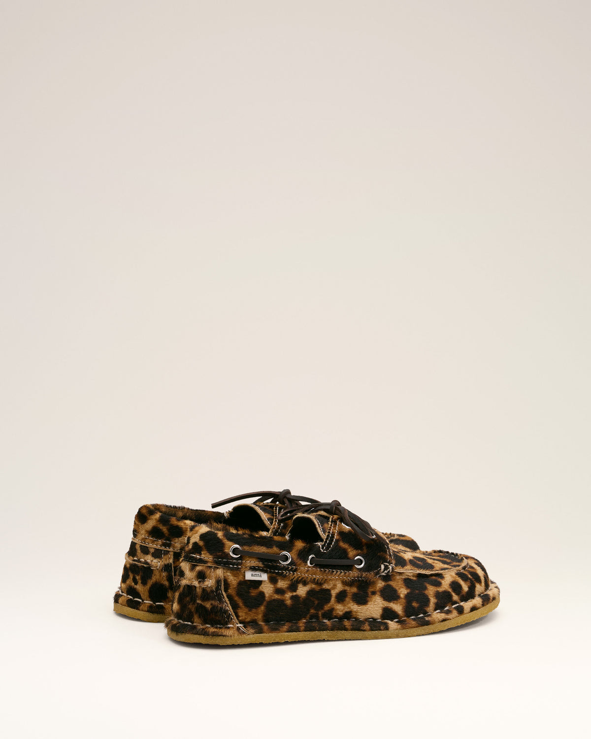 Leopard printed cowhide leather boat shoes - 11