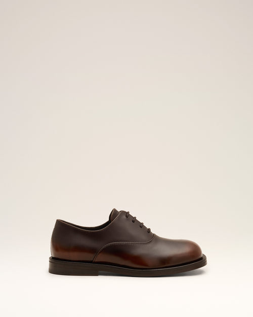                                     Brown cow leather oxford shoes - 3                                 - Ami Paris
