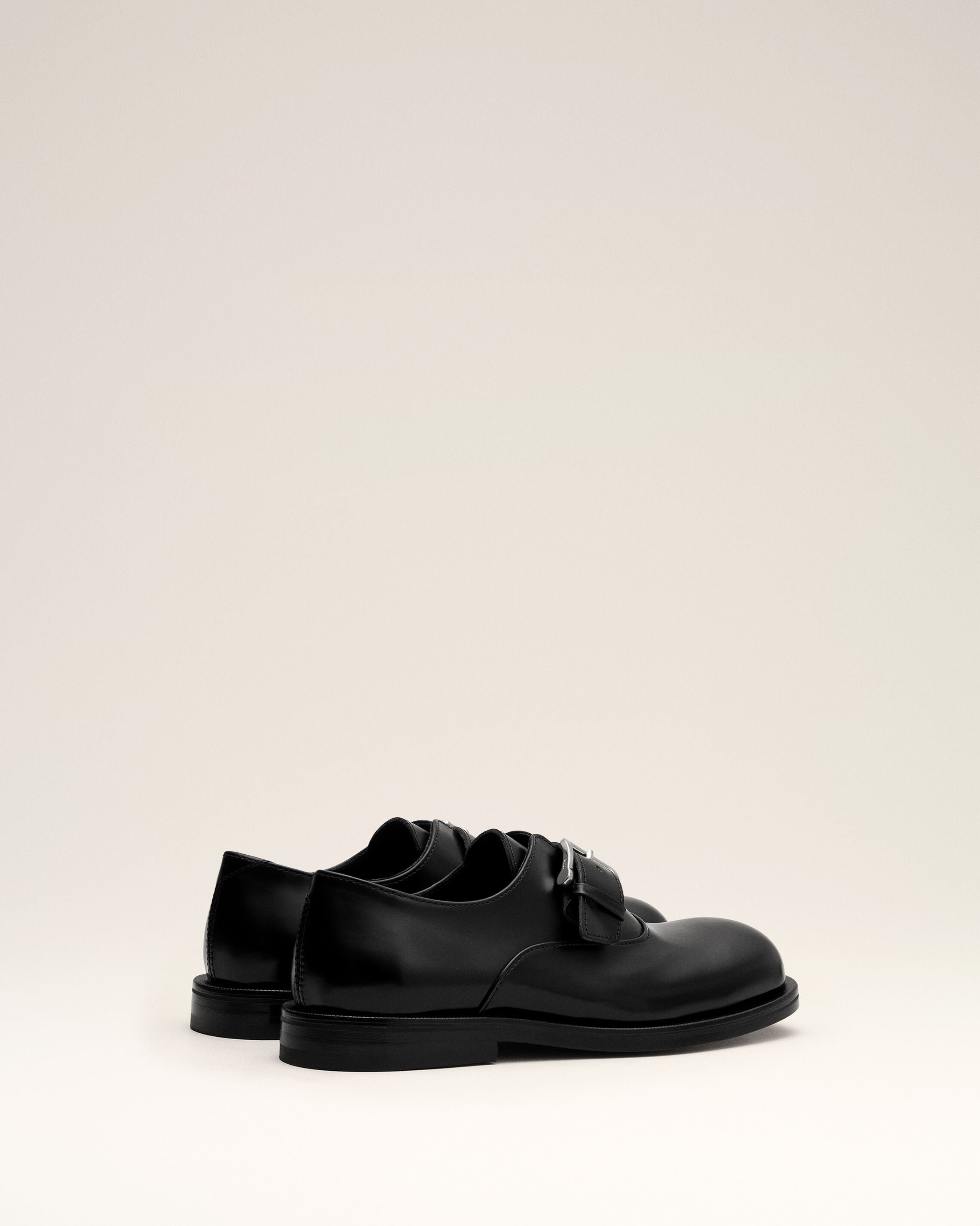 Black cow leather monk strap shoes - 4