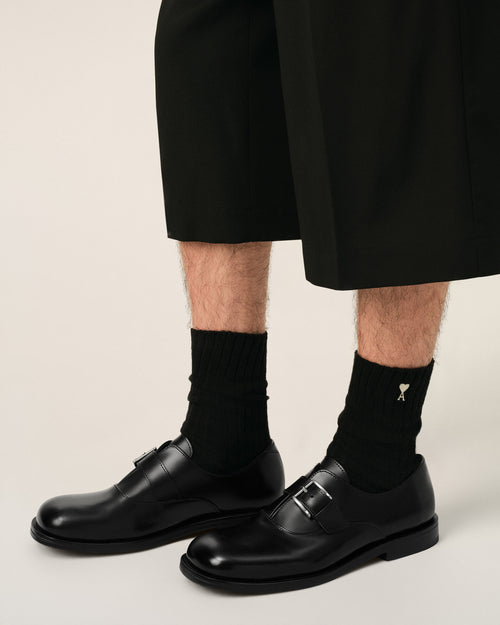 Black cow leather monk strap shoes - 1 - Ami Paris