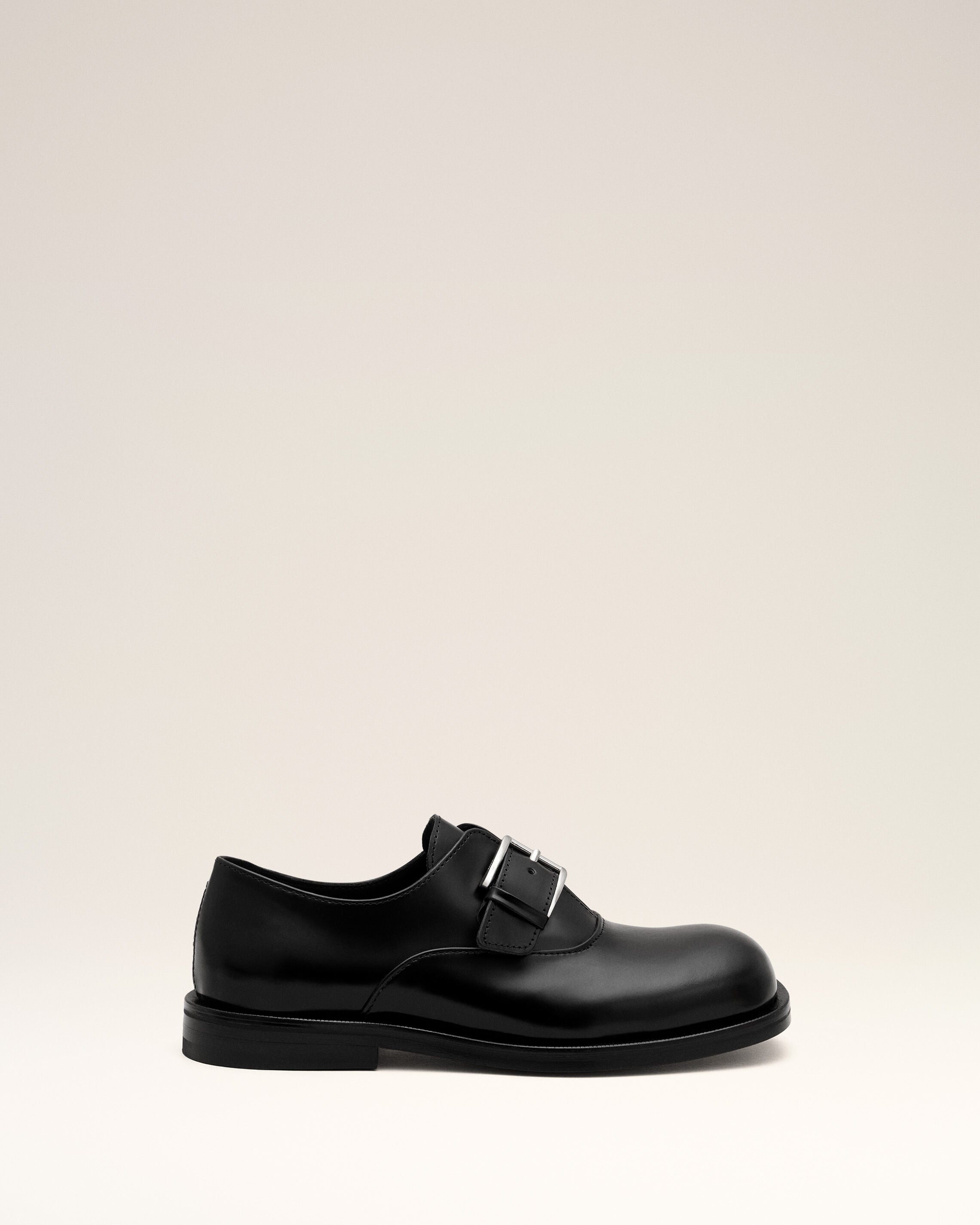 Black cow leather monk strap shoes - 6