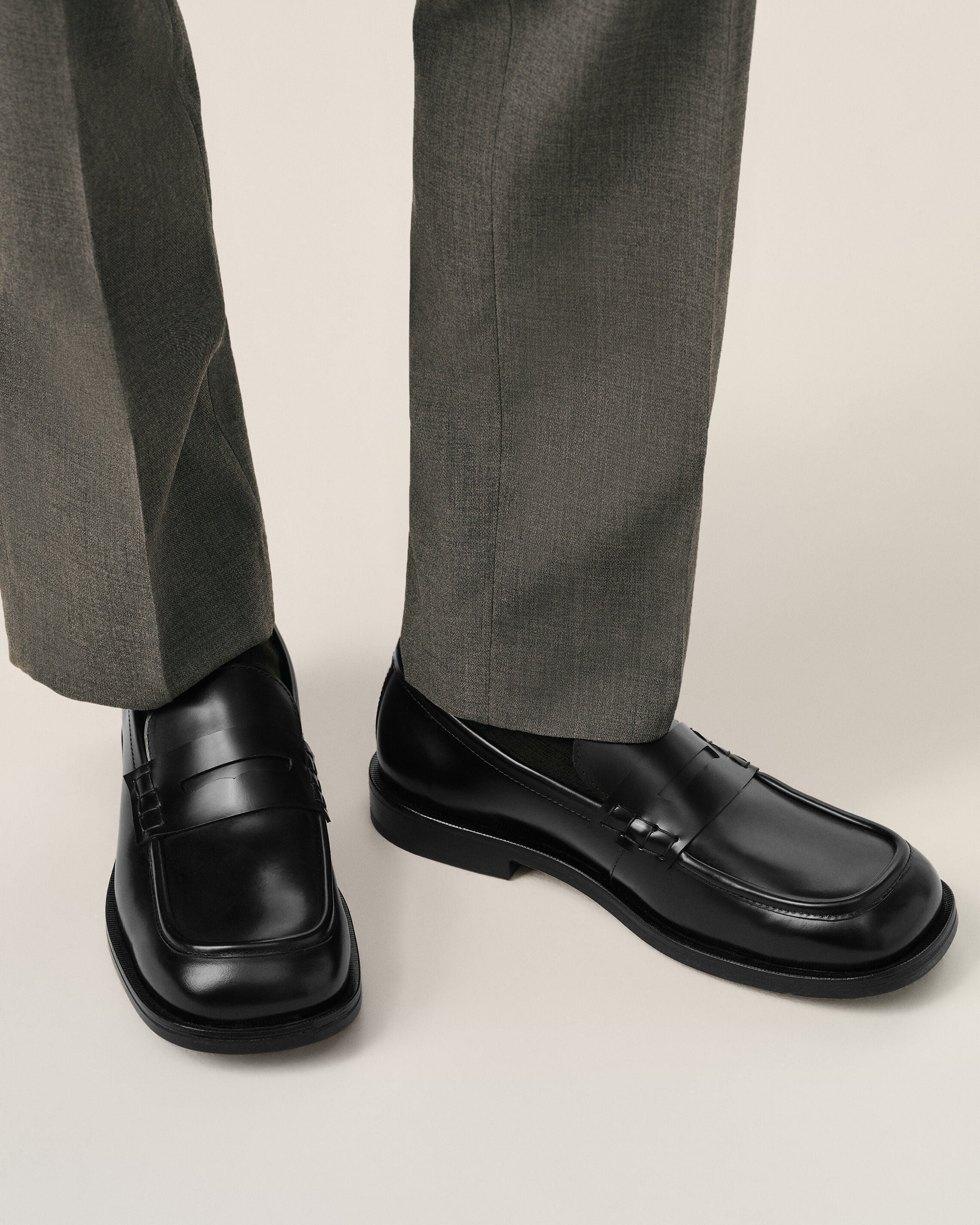 Black cow leather loafers - 2
