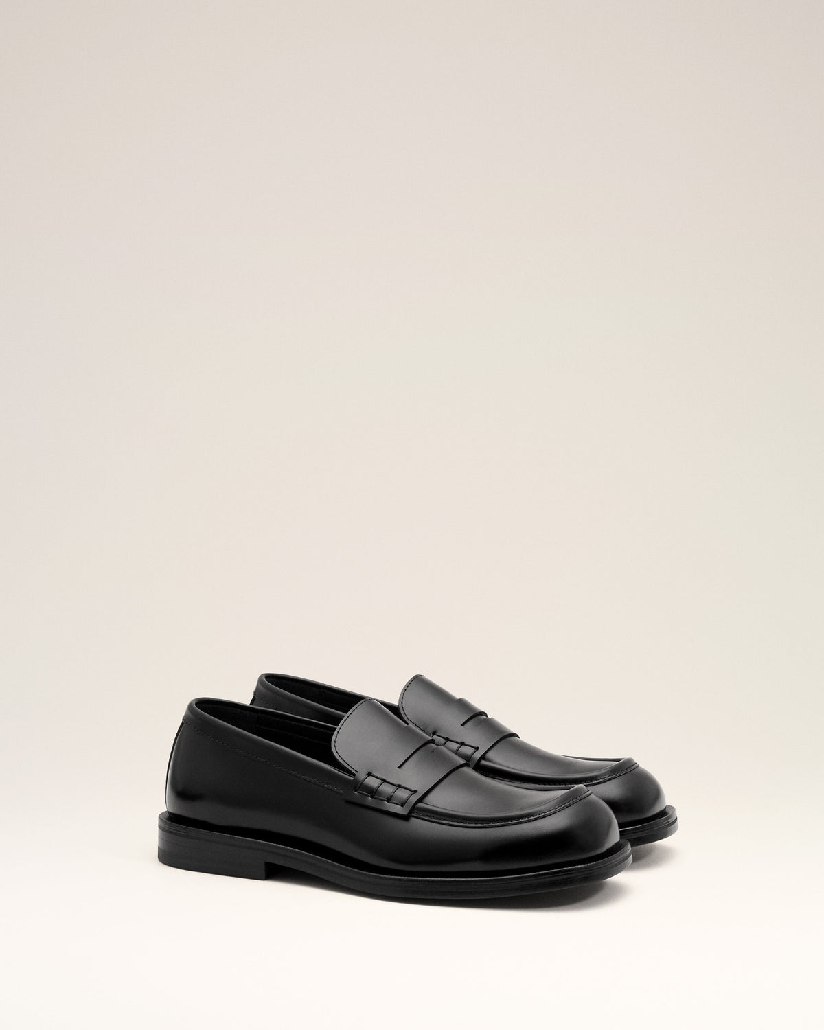 Black cow leather loafers - 3