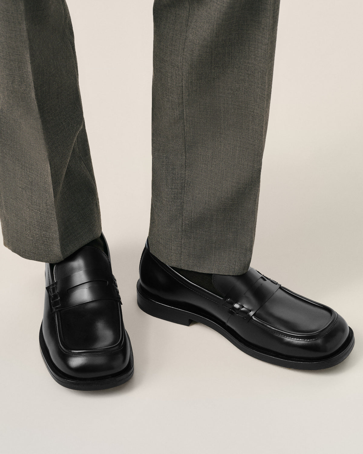 Black cow leather loafers - 2
