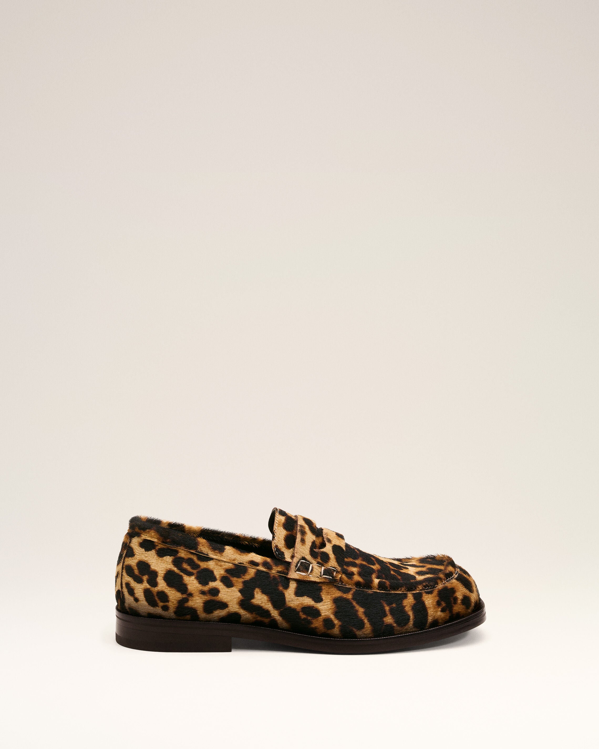 Leopard print cowhide leather loafers - 6