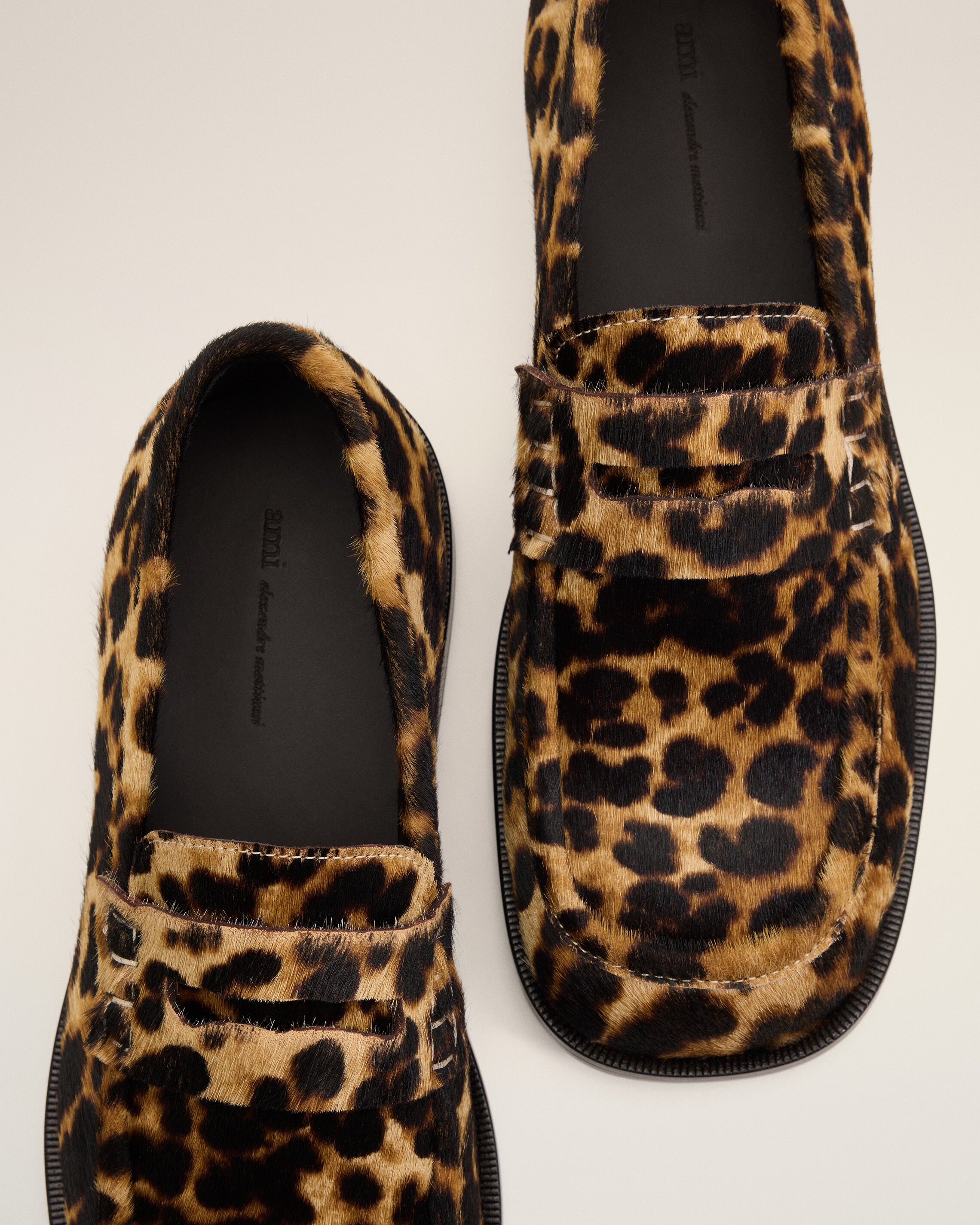 Leopard print cowhide leather loafers - 5