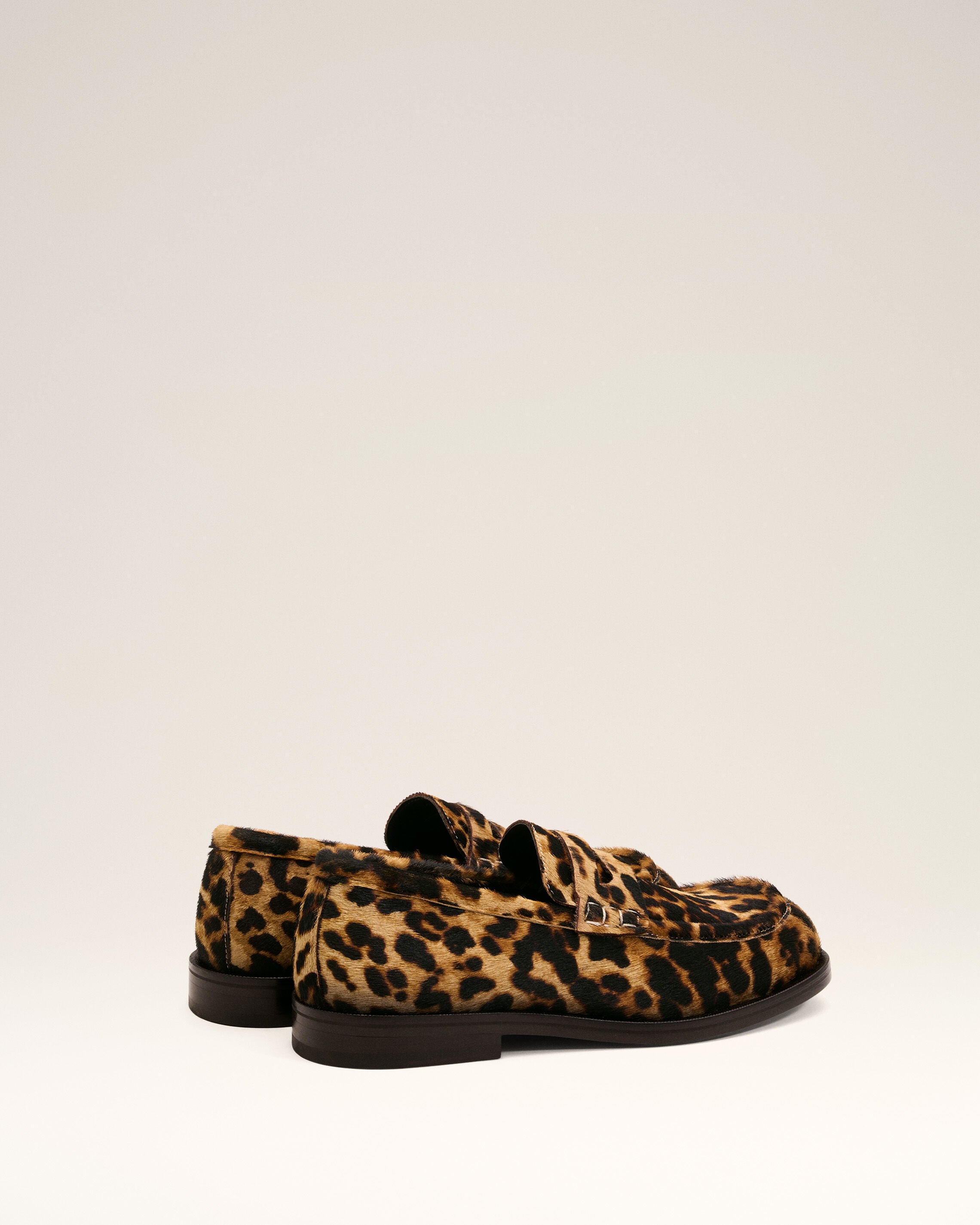 Leopard print cowhide leather loafers - 4