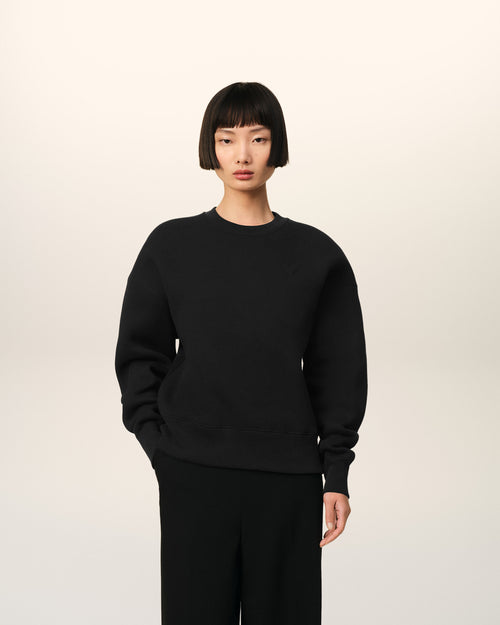                             Black Cotton Ami de Coeur Sweatshirt - 3                         - Ami Paris