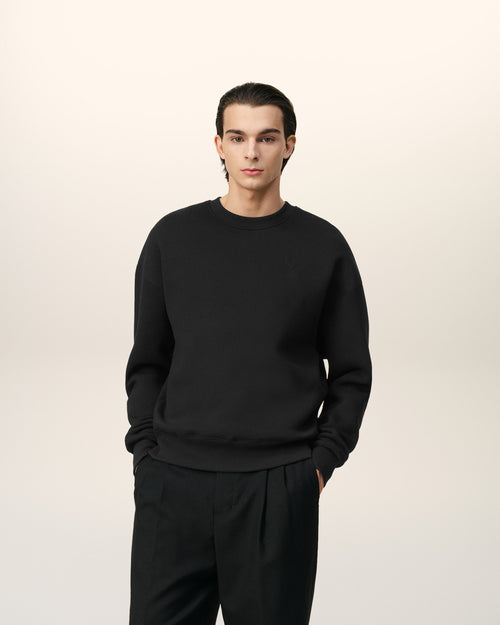 Black Cotton Ami de Coeur Sweatshirt - 1 - Ami Paris