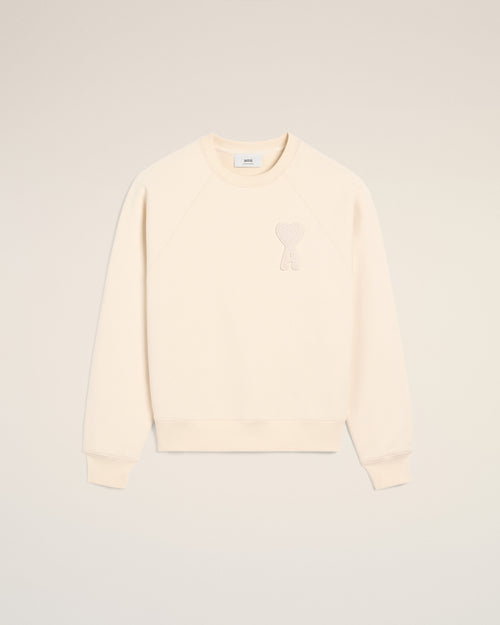 Beige Cotton Ami de Coeur Patch Sweatshirt - 4 - Ami Paris