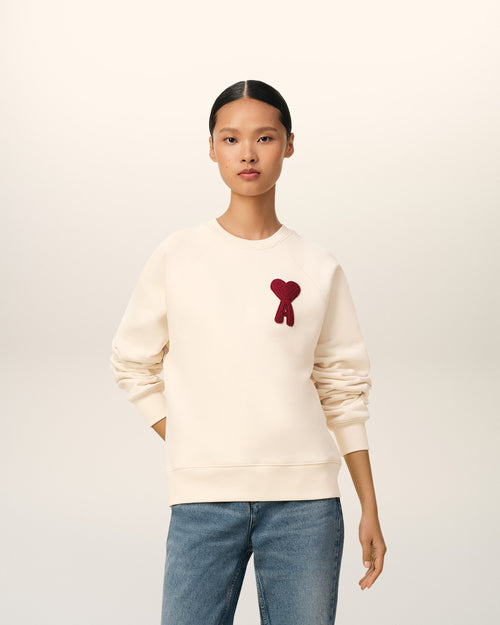                             Beige Cotton Ami de Coeur Patch Sweatshirt - 3                         - Ami Paris