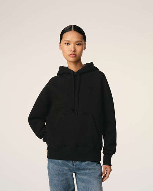 Black Cotton Ami de Coeur Hoodie - 9 - Ami Paris