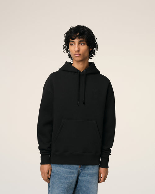 Black Cotton Ami de Coeur Hoodie - 3 - Ami Paris