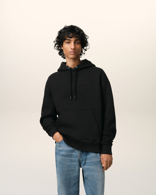Black Cotton Ami de Coeur Hoodie - 1 - Ami Paris