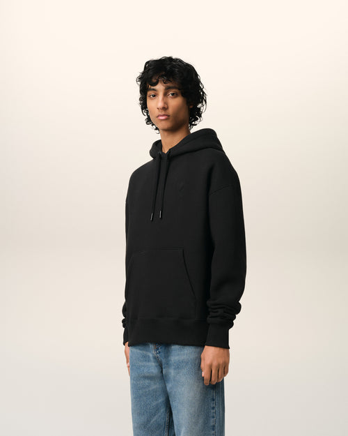 Black Cotton Ami de Coeur Hoodie - 6 - Ami Paris