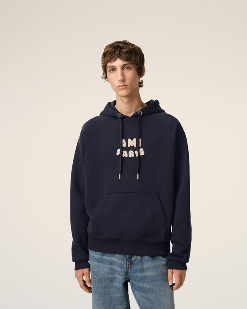 Hoodie Bleu Marine Patch Ami Paris En Coton - 3 - Ami Paris