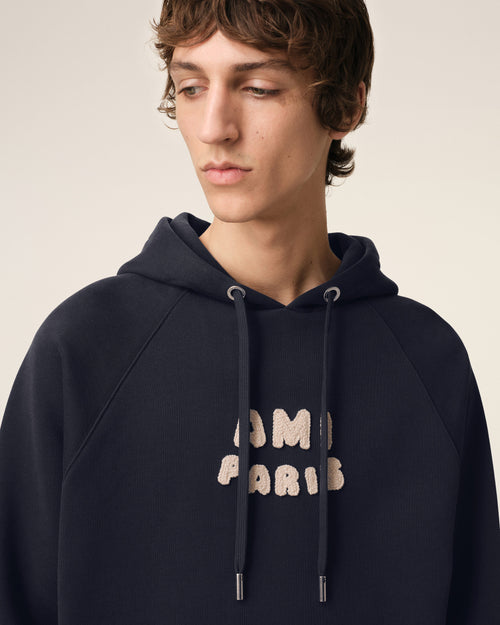 Hoodie Bleu Marine Patch Ami Paris En Coton - 4 - Ami Paris