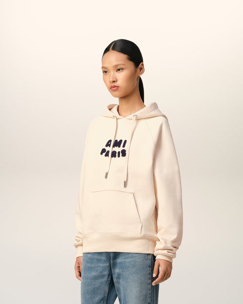 Beige Cotton Hoodie With Ami Paris Patch - 12 - Ami Paris