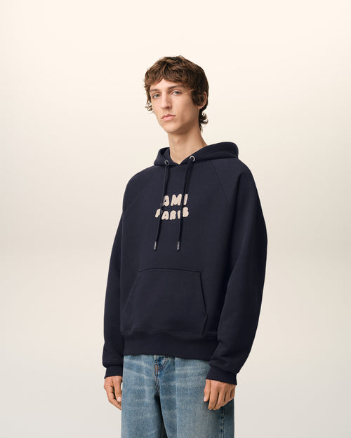 Hoodie Bleu Marine Patch Ami Paris En Coton - 6 - Ami Paris
