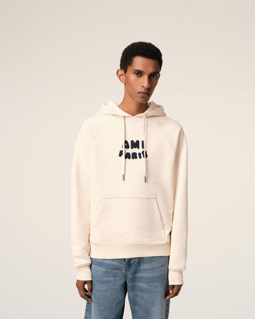 Beige Cotton Hoodie With Ami Paris Patch - 3 - Ami Paris