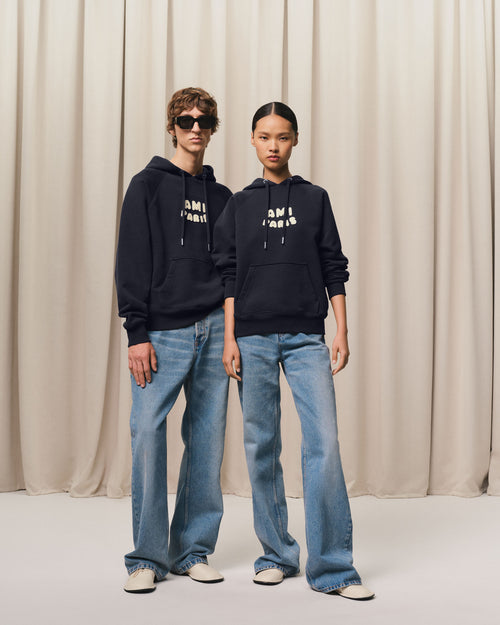 Hoodie Bleu Marine Patch Ami Paris En Coton - 13 - Ami Paris