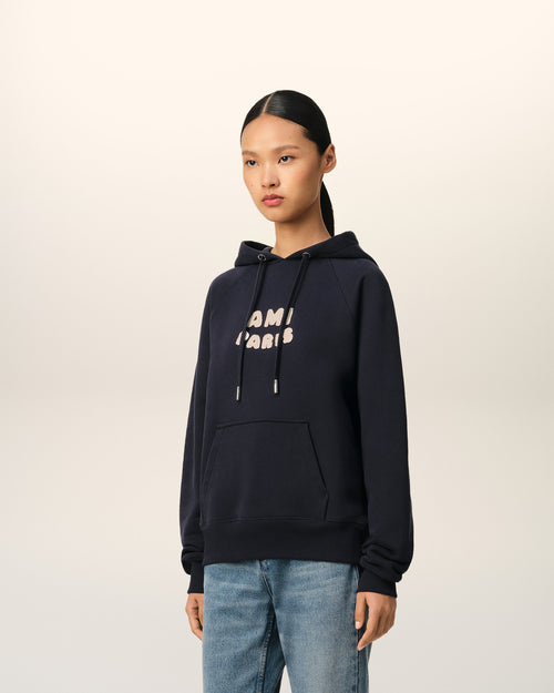 Hoodie Bleu Marine Patch Ami Paris En Coton - 12 - Ami Paris