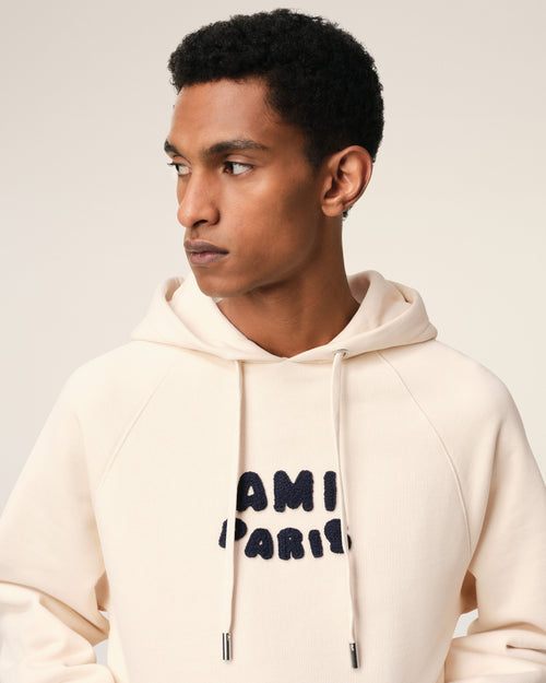 Beige Cotton Hoodie With Ami Paris Patch - 4 - Ami Paris