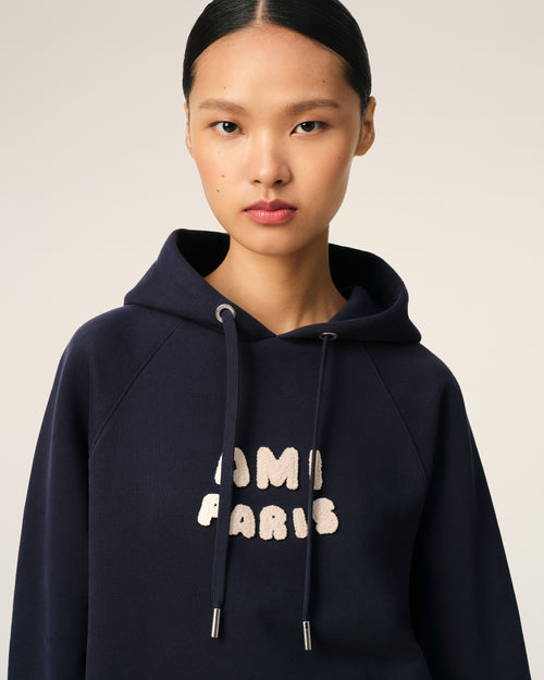 Hoodie Bleu Marine Patch Ami Paris En Coton - 10 - Ami Paris