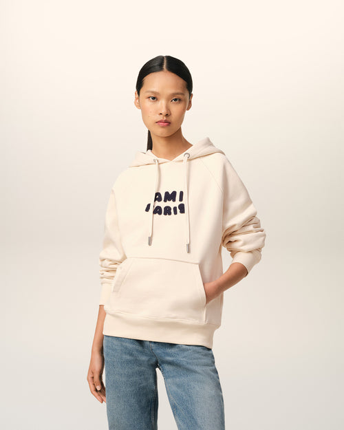                             Beige Cotton Hoodie With Ami Paris Patch - 3                         - Ami Paris
