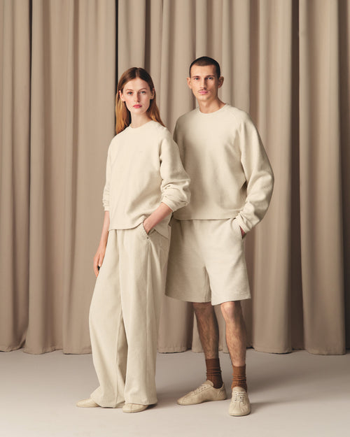 White Leather Raglan Sleeved Crewneck Sweatshirt - 13 - Ami Paris