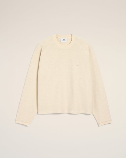                                 White Leather Raglan Sleeved Crewneck Sweatshirt - 3                             - Ami Paris