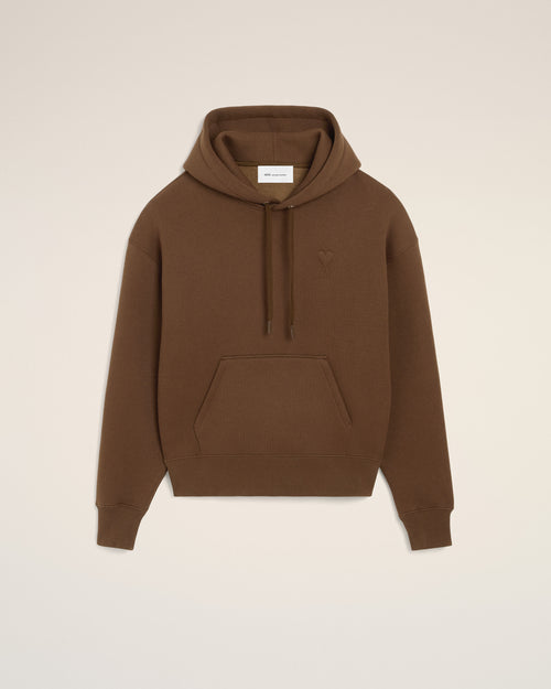 Brown cotton hoodie with embossed Ami de Coeur - Woman - 7 - AMI Paris - Ami Paris