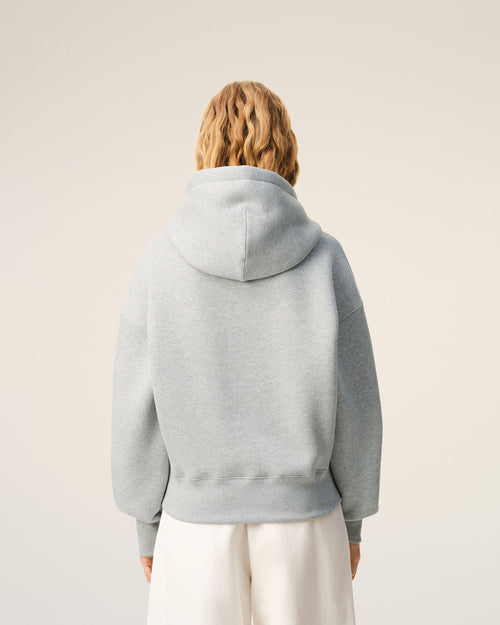 Grey Cotton Embossed Ami De Coeur Hoodie - Woman - 11 - AMI Paris - Ami Paris
