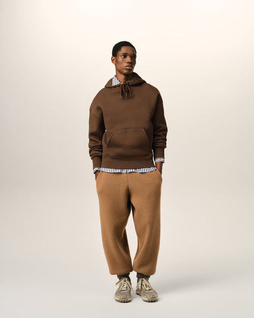 Brown cotton hoodie with embossed Ami de Coeur - Man - 3 - AMI Paris - Ami Paris