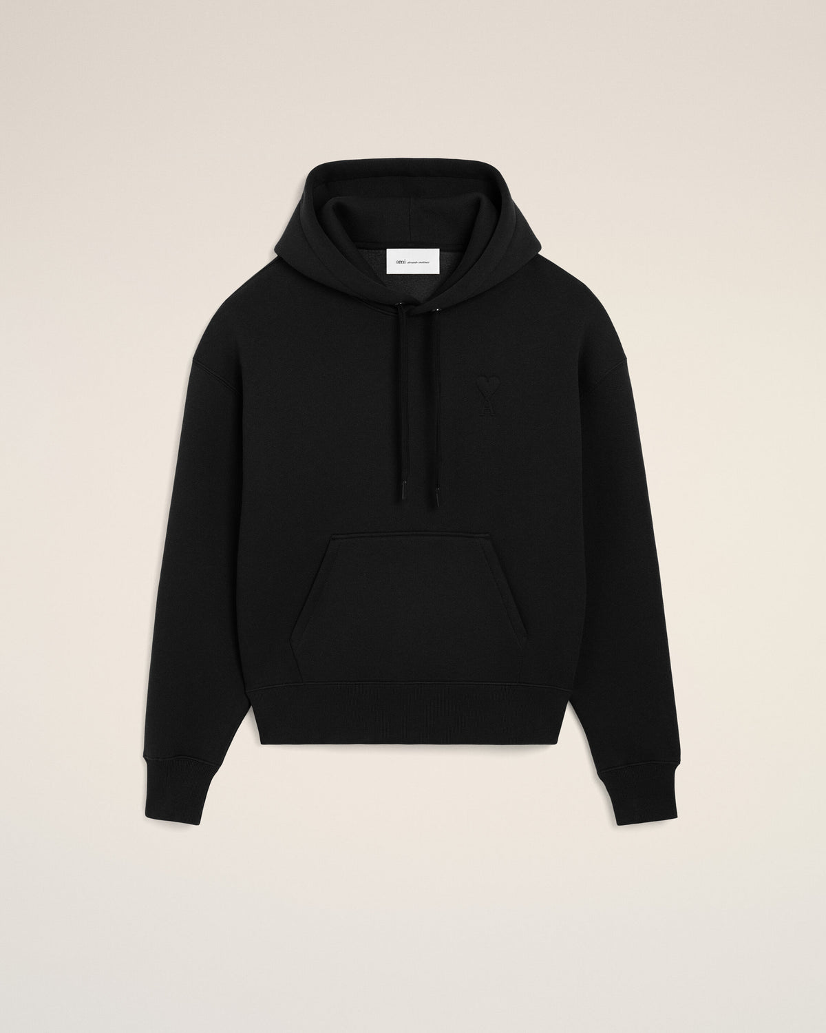 Sudadera con capucha Ami de Cœur de algodón negro con relieve - 1