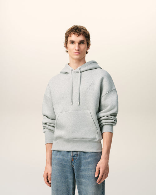 Graues Ami De Coeur Sweatshirt aus Baumwolle mit Prägung - 1 - Ami Paris