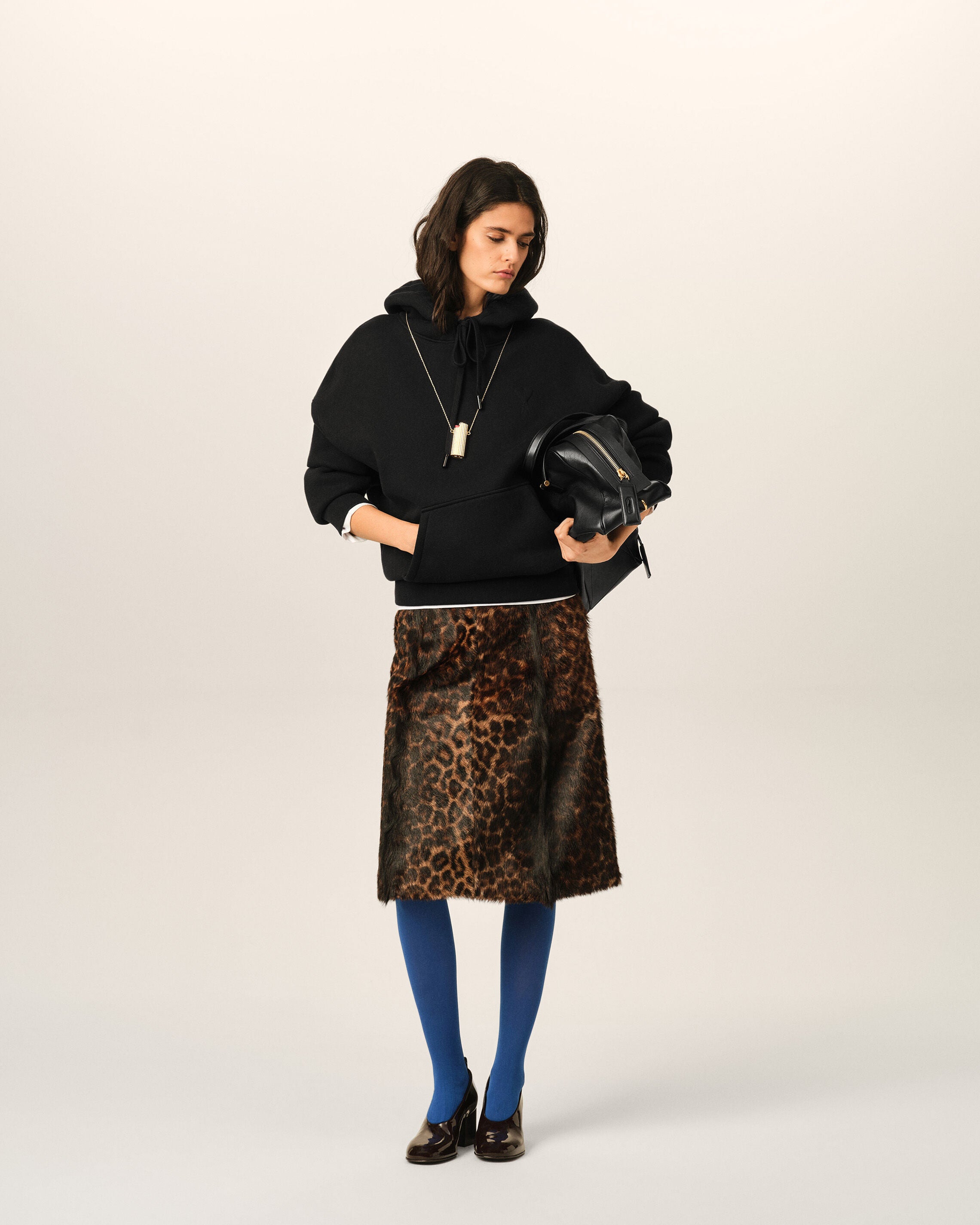 Black cotton hoodie with embossed Ami de Coeur - 9