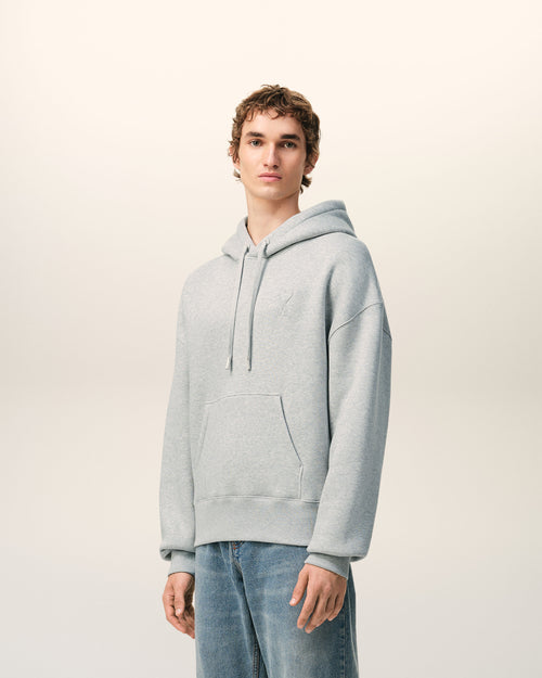 Grey Cotton Embossed Ami De Coeur Hoodie - Man - 6 - AMI Paris - Ami Paris