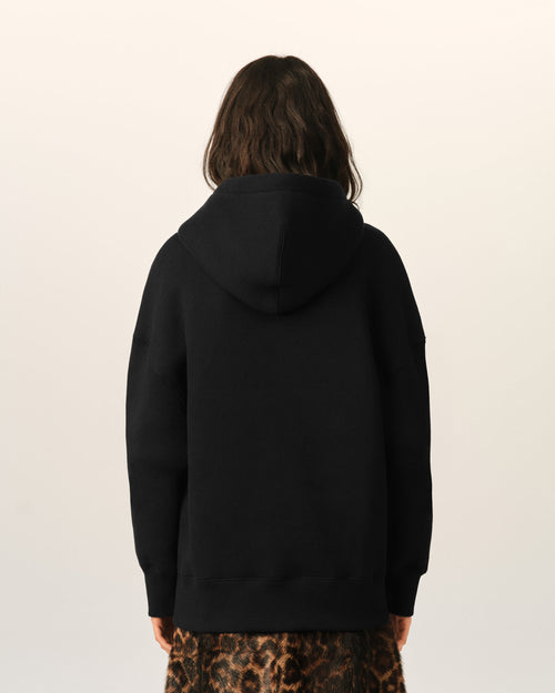 Black cotton hoodie with embossed Ami de Coeur - Woman - 11 - AMI Paris - Ami Paris